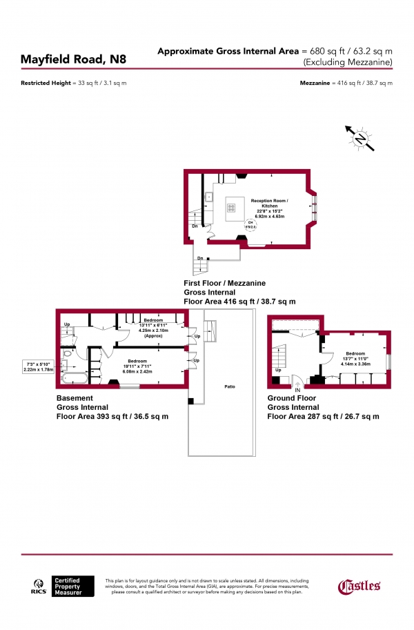 Floor Plan Image for 3 Bedroom Maisonette for Sale in Mayfield Road, N8