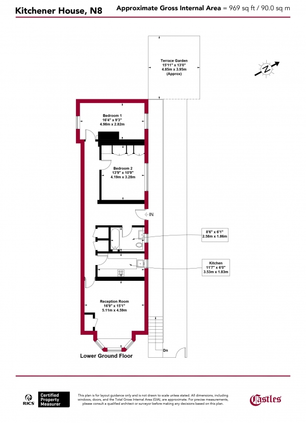 Floor Plan Image for 2 Bedroom Apartment for Sale in Kitchener House, Hillfield Avenue N8