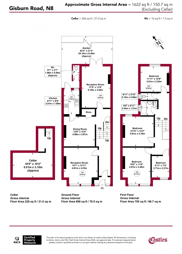 Floor Plan Image for 4 Bedroom Terraced House for Sale in Gisburn Road, N8