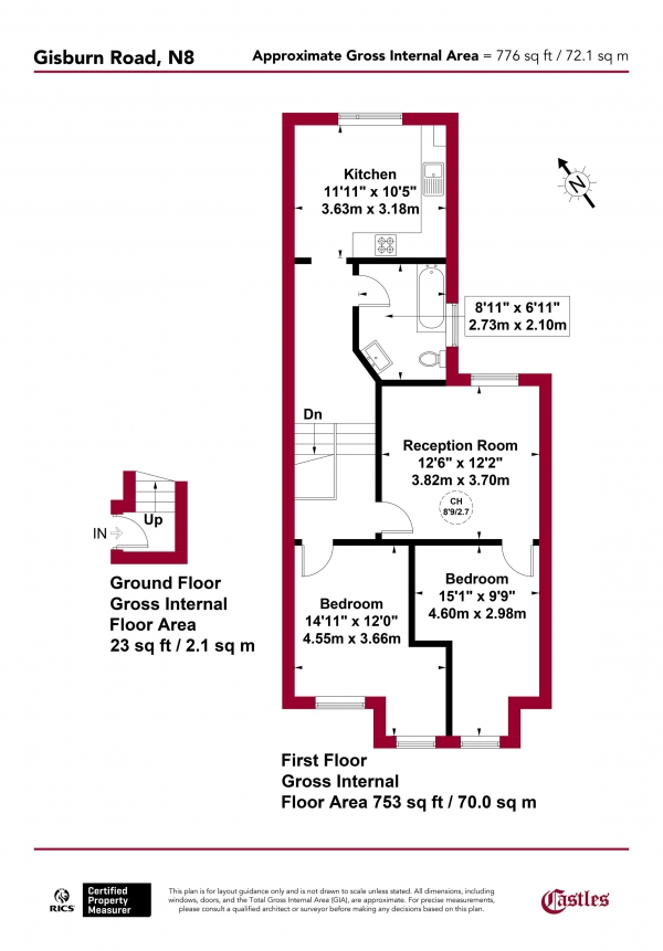 Floor Plan Image for 2 Bedroom Apartment for Sale in Gisburn Road, N8