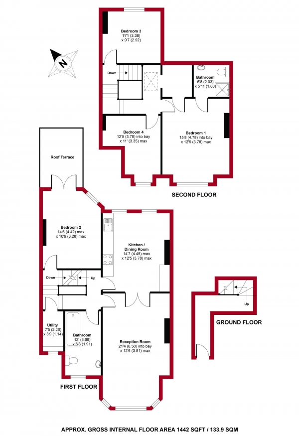 Floor Plan Image for 4 Bedroom Property to Rent in Stapleton Hall Road, N4