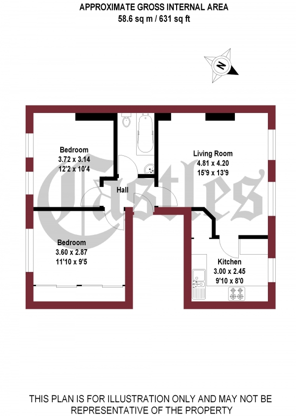 Floor Plan Image for 2 Bedroom Apartment for Sale in Stapleton Hall Road, N4