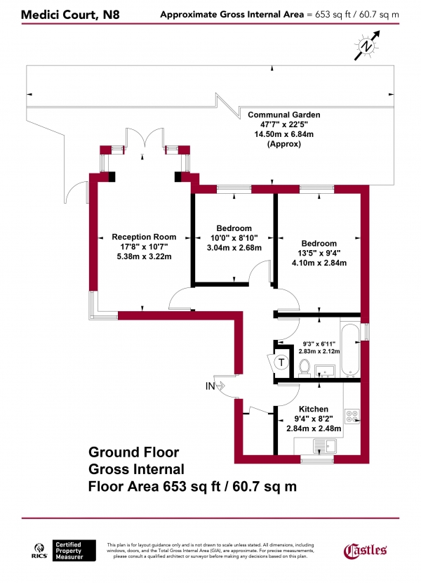 Floor Plan Image for 2 Bedroom Apartment for Sale in Medici Court, Hillfield Avenue,  N8