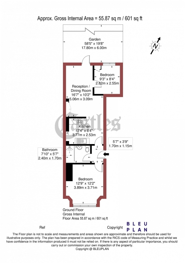 Floor Plan Image for 2 Bedroom Apartment for Sale in Stapleton Hall Road, N4