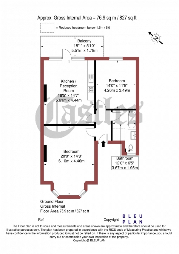 Floor Plan Image for 2 Bedroom Apartment for Sale in Coolhurst Road, N8