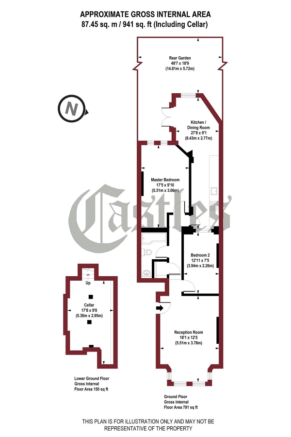 Floor Plan Image for 2 Bedroom Apartment for Sale in Glebe Road, N8
