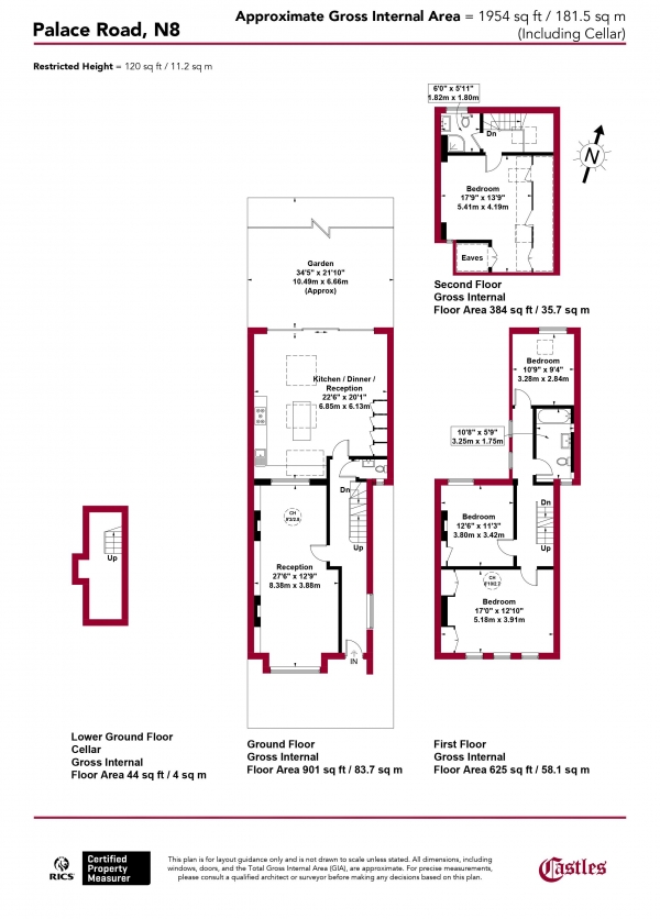 Floor Plan Image for 4 Bedroom Semi-Detached House for Sale in Palace Road, N8