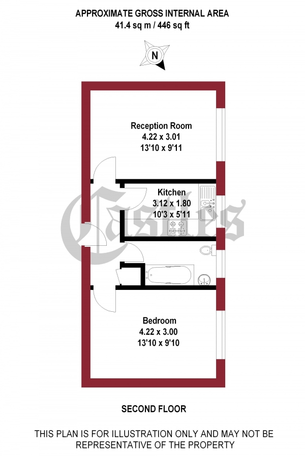 Floor Plan Image for 1 Bedroom Apartment to Rent in Crescent Road, N8