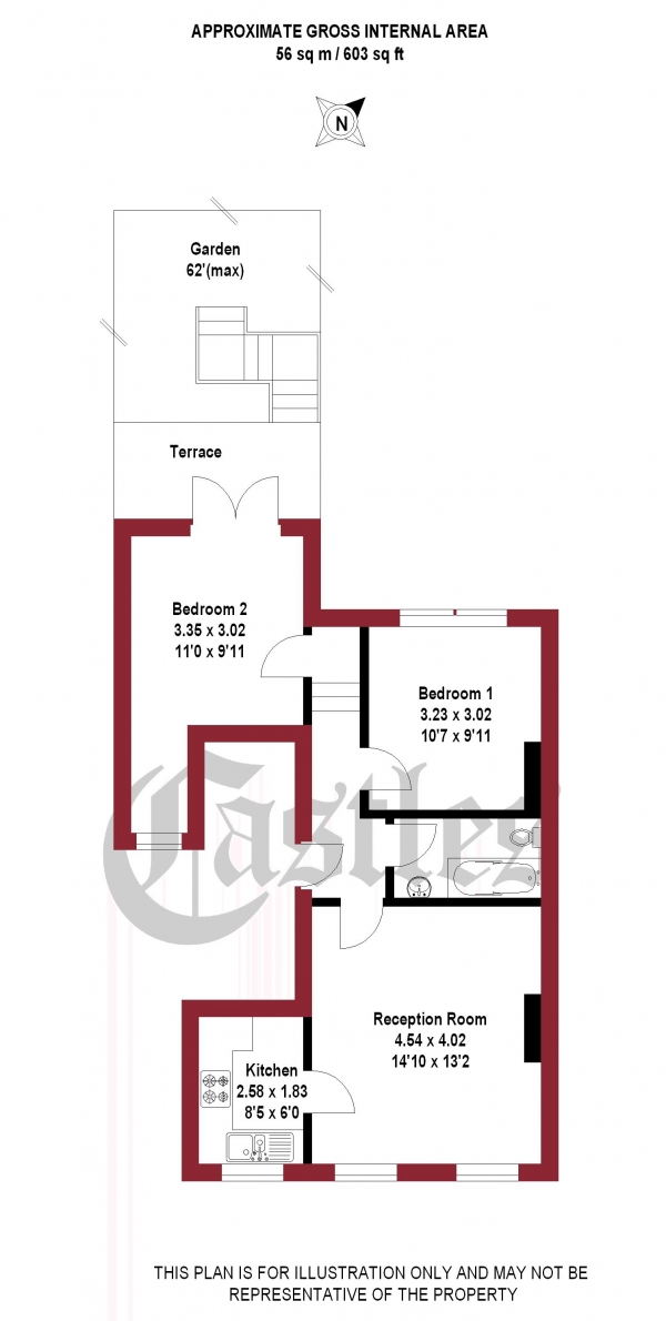 Floor Plan Image for 2 Bedroom Apartment to Rent in Weston Park, N8