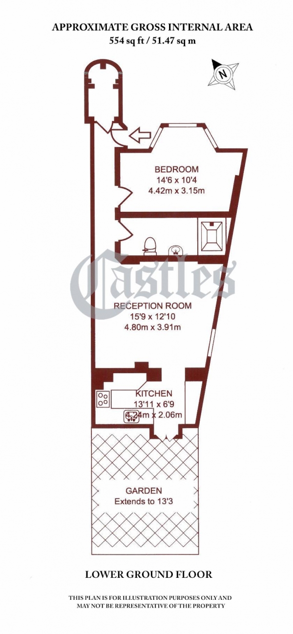 Floor Plan Image for 1 Bedroom Apartment to Rent in Hazellville Road, N19