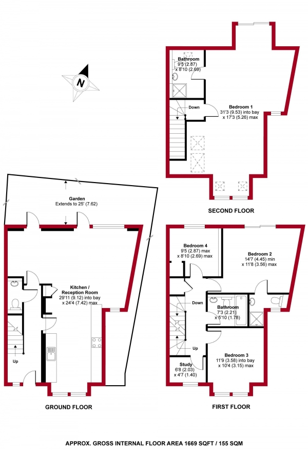 Floor Plan Image for 5 Bedroom Semi-Detached House to Rent in Coleridge Road, N8