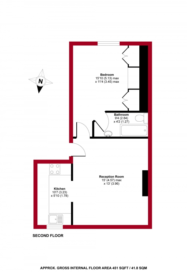 Floor Plan Image for 1 Bedroom Apartment to Rent in Weston Park, N8