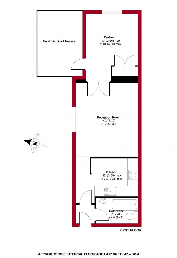 Floor Plan Image for 1 Bedroom Apartment to Rent in Hornsey Road, N19