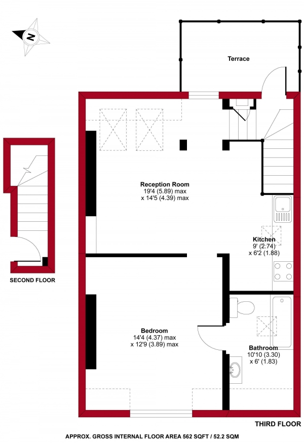 Floor Plan Image for 1 Bedroom Apartment to Rent in Womersley Road, N8