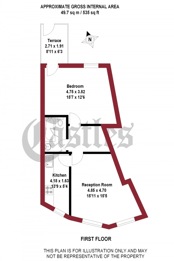 Floor Plan Image for 1 Bedroom Apartment to Rent in Topsfield Parade, Central Crouch End, N8