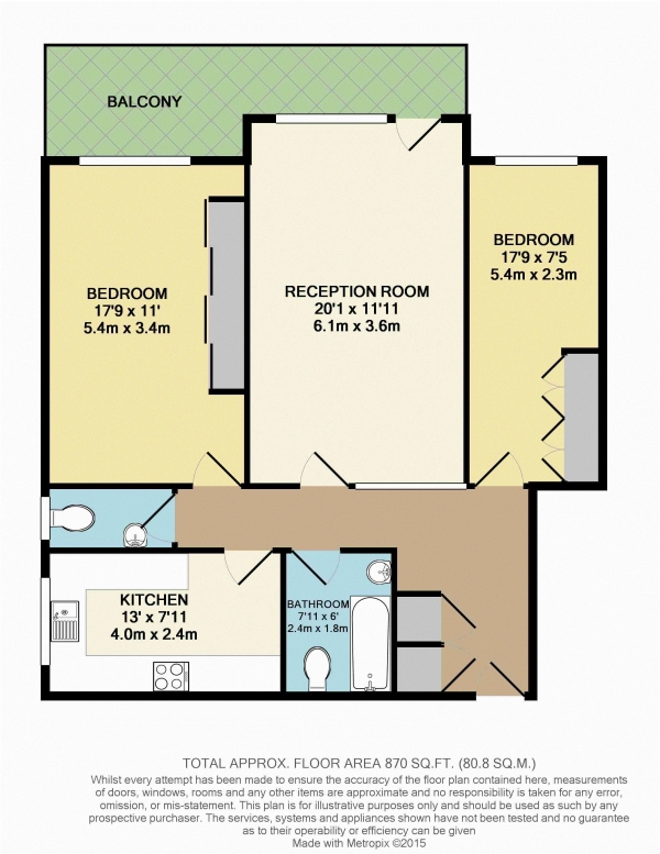 Floor Plan Image for 2 Bedroom Apartment to Rent in Cambrai Court, Aldermans Hill, N13