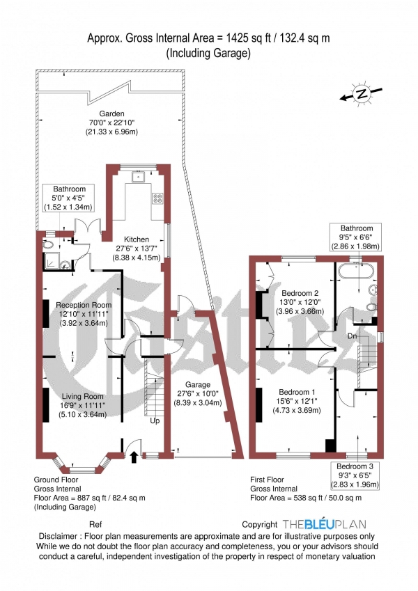 Floor Plan Image for 3 Bedroom End of Terrace House for Sale in Nightingale Lane, N8