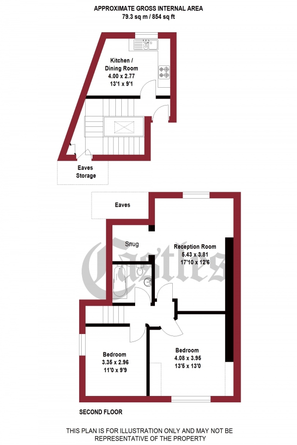 Floor Plan Image for 2 Bedroom Apartment to Rent in Hornsey Rise Gardens, N19