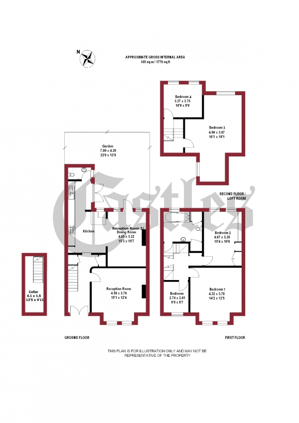 Floor Plan Image for 5 Bedroom Terraced House to Rent in Uplands Road, N8