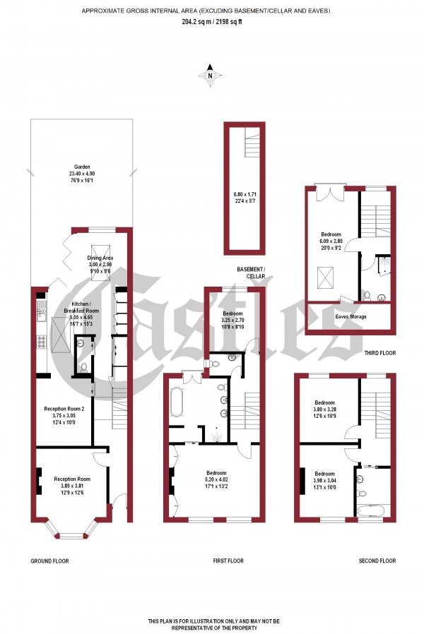 Floor Plan Image for 5 Bedroom Terraced House for Sale in Palace Road, N8