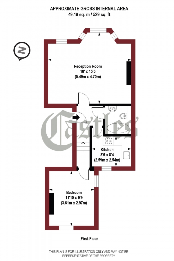 Floor Plan Image for 1 Bedroom Apartment for Sale in Cornwall Road, N4