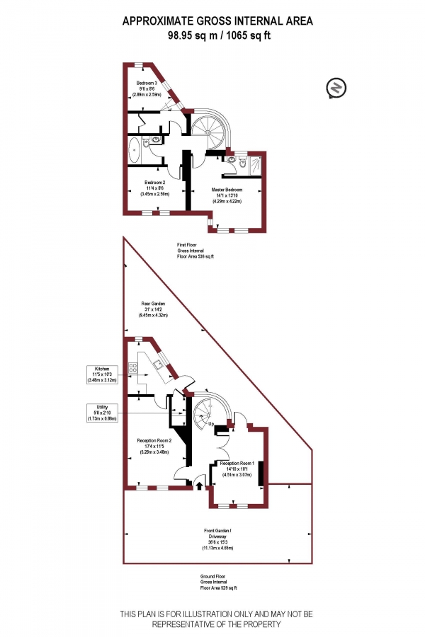 Floor Plan for 3 Bedroom Maisonette for Sale in The Cottage, Hillfield Avenue, N8, N8, 7DS -  &pound799,999