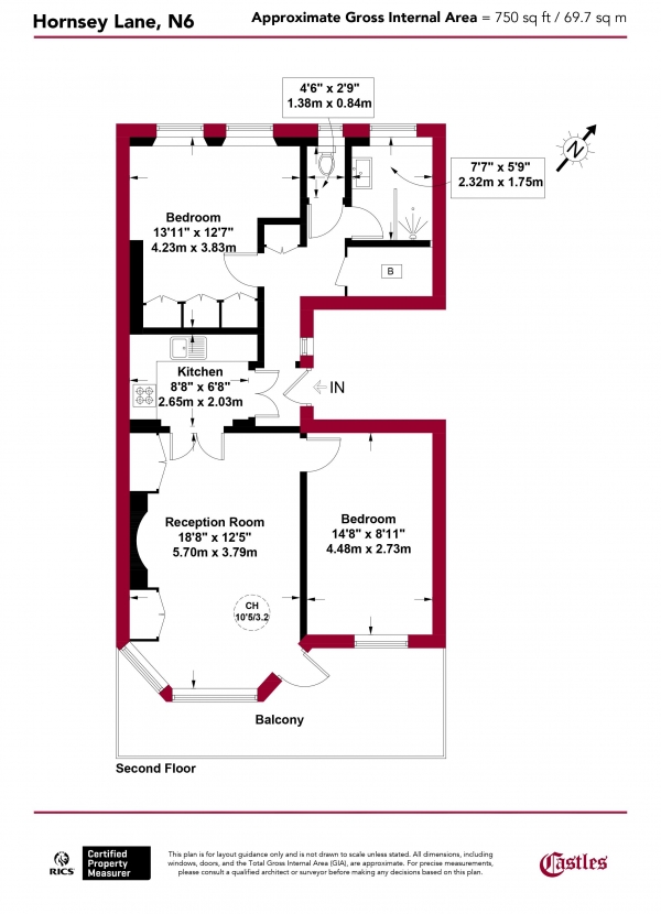 Floor Plan Image for 2 Bedroom Apartment for Sale in Hornsey Lane, N6