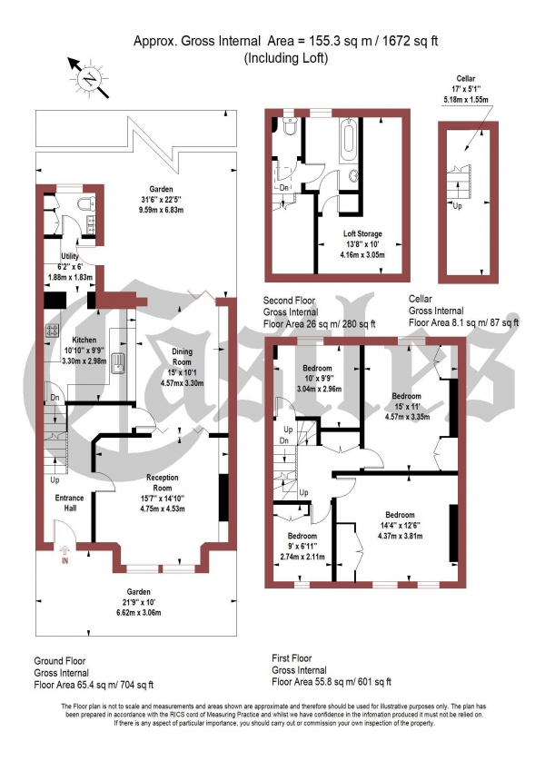 Floor Plan Image for 4 Bedroom Terraced House for Sale in Gladwell Road, N8