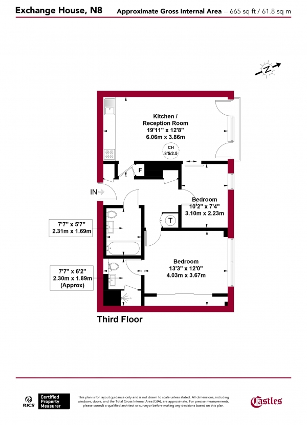 Floor Plan Image for 2 Bedroom Apartment for Sale in Exchange House, Crouch End Hill, N8