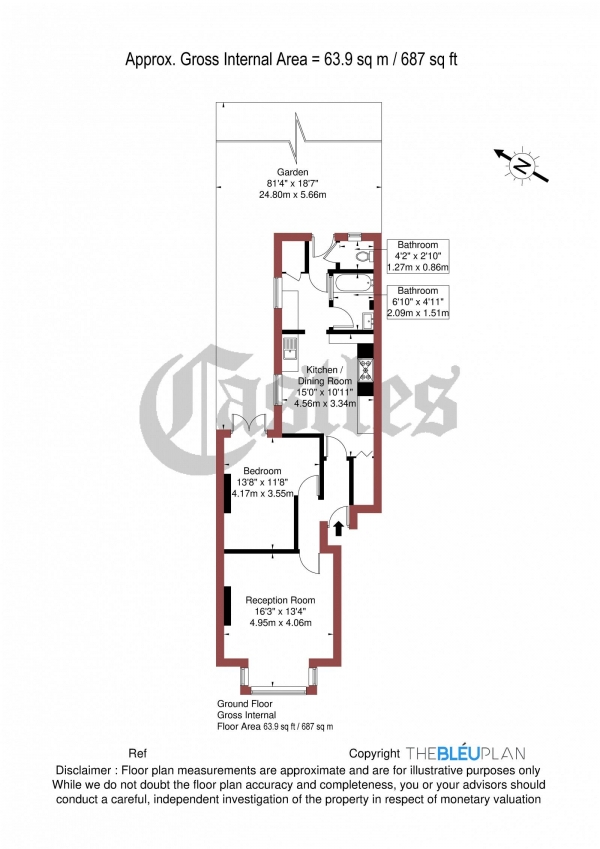 Floor Plan Image for 1 Bedroom Apartment for Sale in Hillfield Avenue, N8