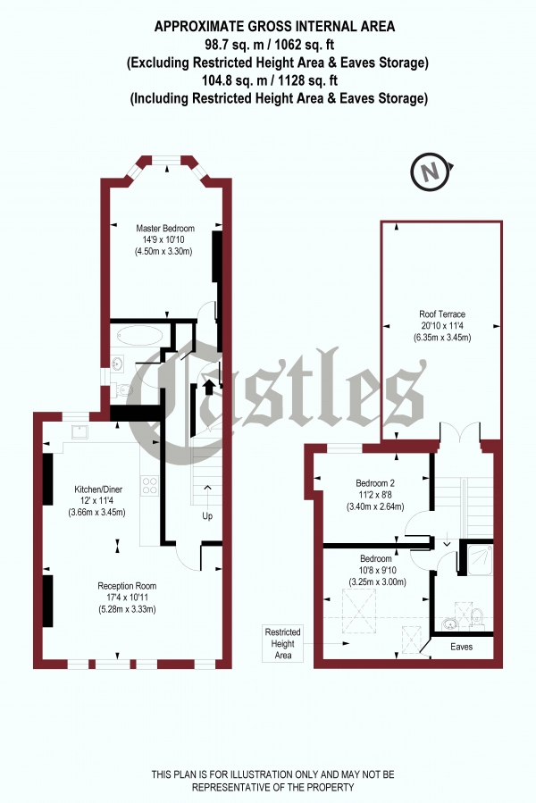 Floor Plan for 3 Bedroom Apartment for Sale in Priory Avenue, N8, N8, 7RN -  &pound799,999