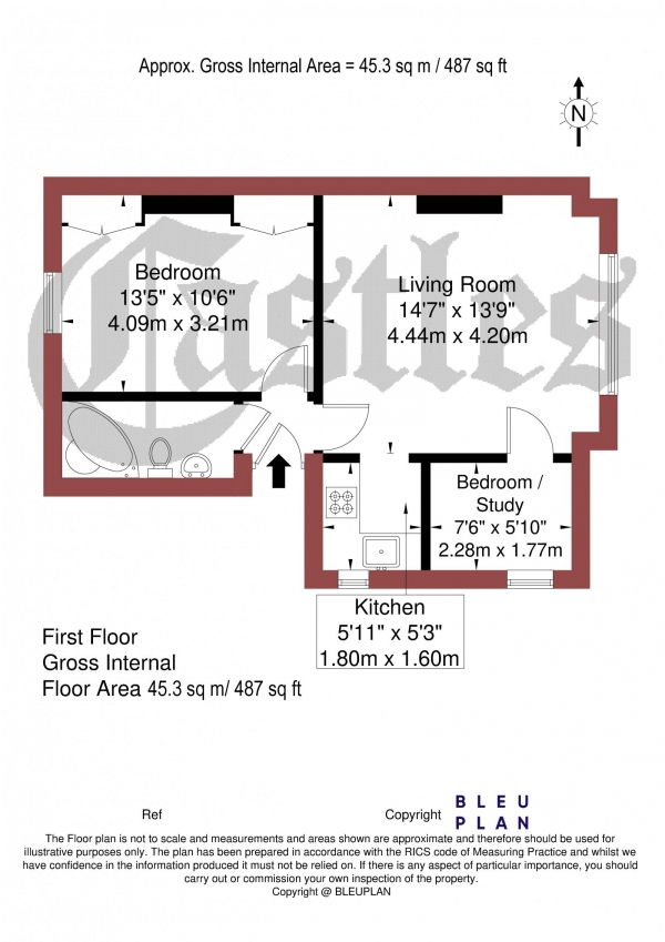 Floor Plan Image for 2 Bedroom Apartment for Sale in Birchington Road, N8