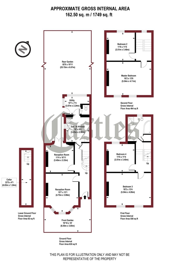 Floor Plan Image for 4 Bedroom Town House for Sale in Blythwood Road, N4