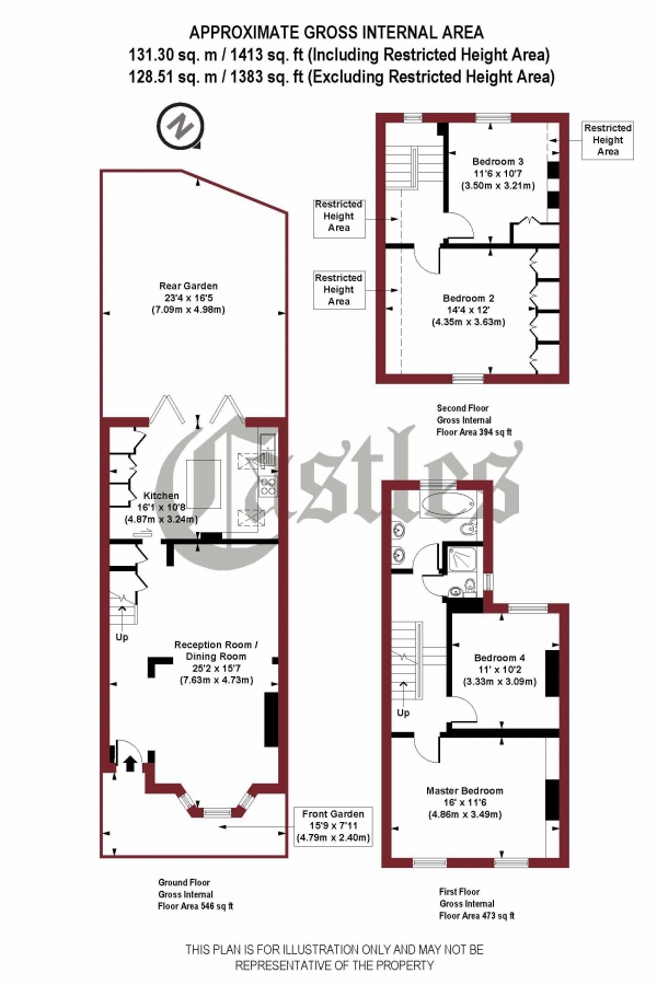 Floor Plan Image for 4 Bedroom Terraced House for Sale in Edison Road, N8