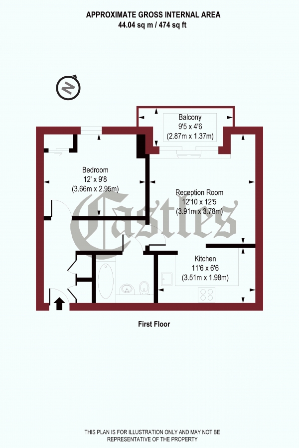 Floor Plan Image for 1 Bedroom Apartment for Sale in Saxon Chase, Dickenson Road, N8