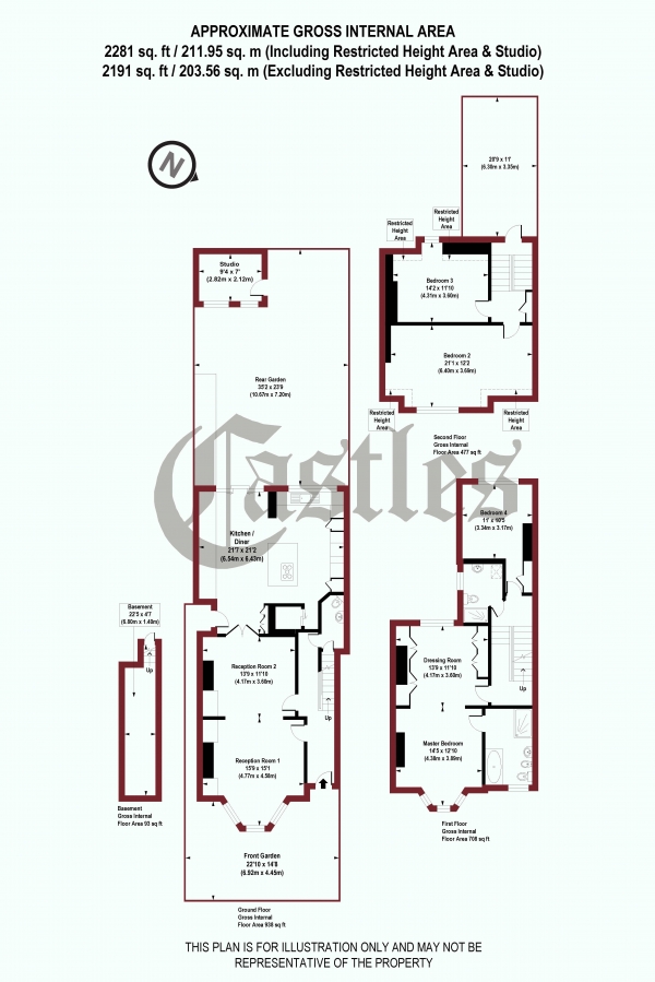 Floor Plan for 5 Bedroom Semi-Detached House for Sale in Ferme Park Road, N8, N8, 9SA -  &pound1,450,000