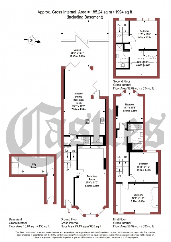 Floor Plan Image for 4 Bedroom Terraced House for Sale in Priory Avenue,  N8