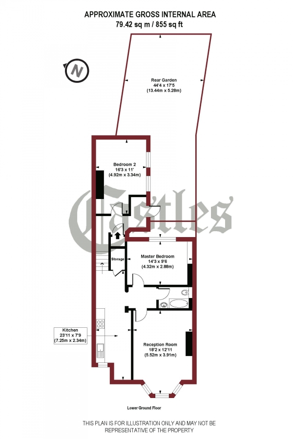 Floor Plan Image for 2 Bedroom Apartment for Sale in Ferme Park Road, N4