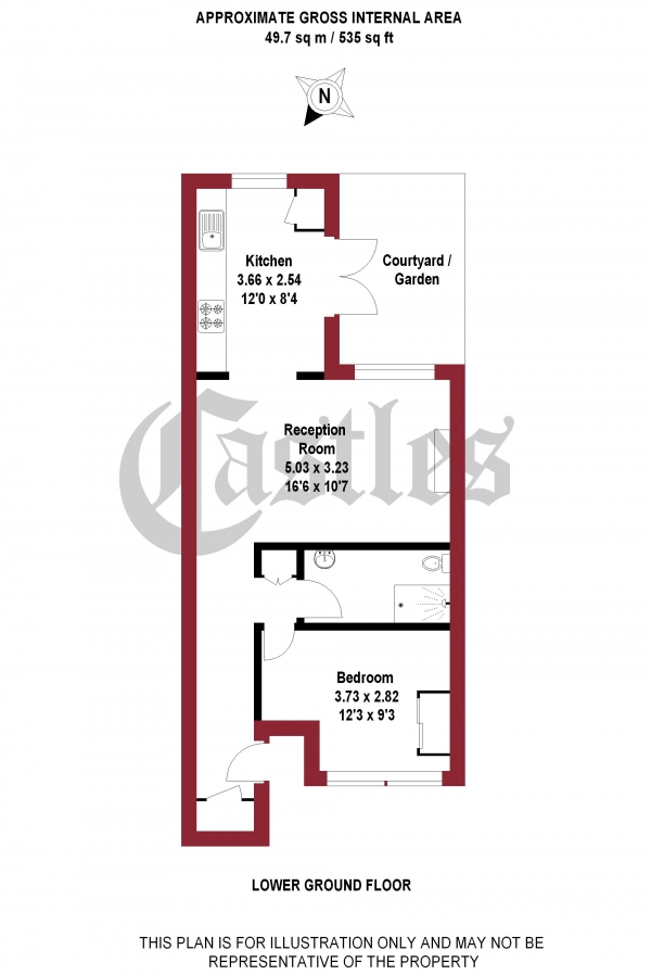 Floor Plan Image for 1 Bedroom Apartment for Sale in Sparsholt Road, N19