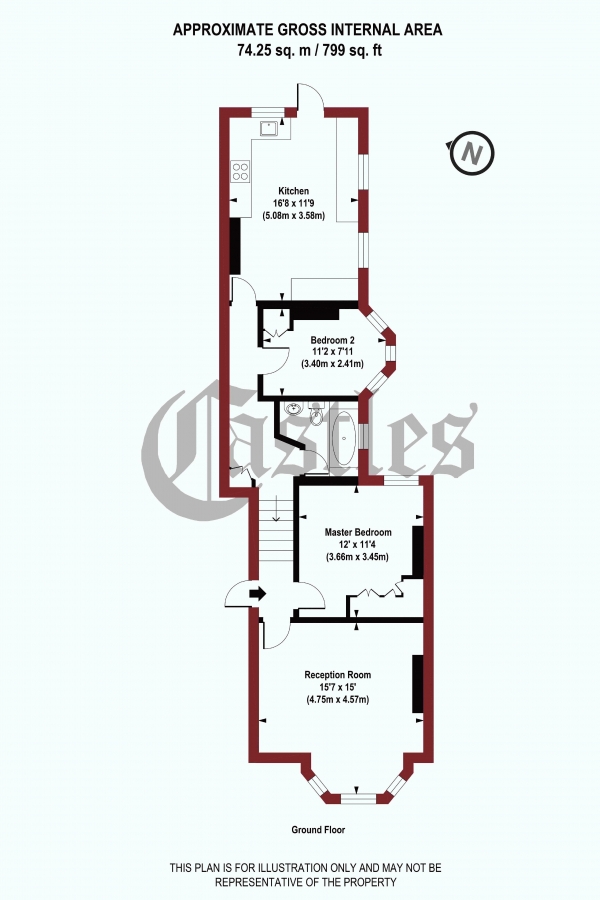 Floor Plan Image for 2 Bedroom Apartment for Sale in Ferme Park Mansions, N8