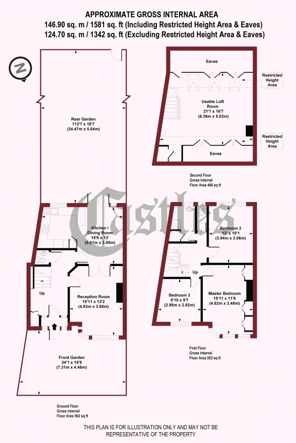 Floor Plan Image for 3 Bedroom Terraced House for Sale in Rokesly Avenue, N8