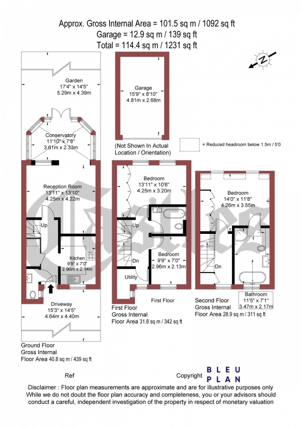 Floor Plan Image for 3 Bedroom Terraced House for Sale in View Crescent, Tivoli Road, N8