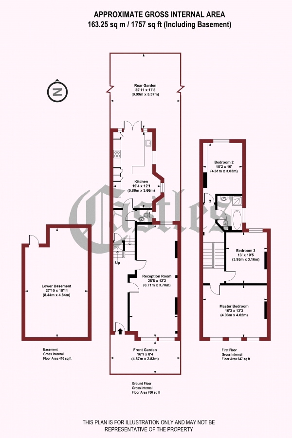 Floor Plan Image for 3 Bedroom Terraced House for Sale in Landrock Road, N8