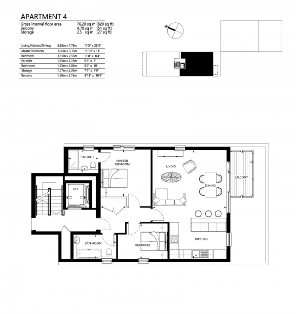 Floor Plan Image for 2 Bedroom Apartment for Sale in The Printworks, Crouch End, N8 (Apartment 4)