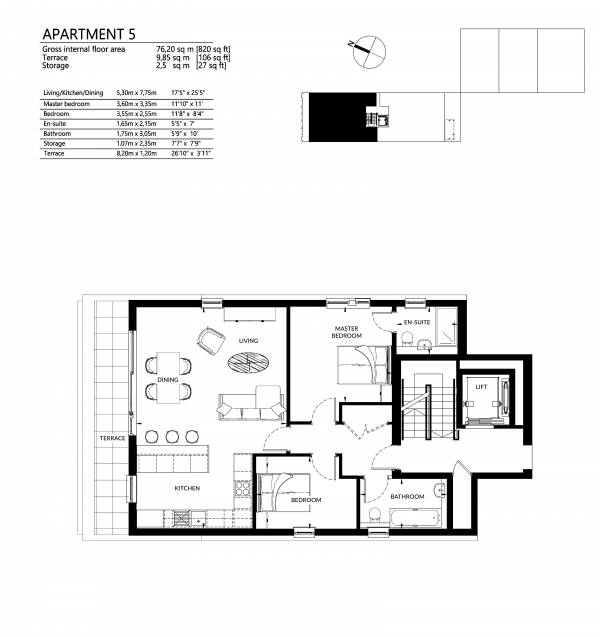 Floor Plan Image for 2 Bedroom Apartment for Sale in The Printworks, Crouch End, N8 (Apartment 5)