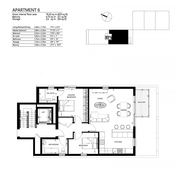 Floor Plan Image for 2 Bedroom Apartment for Sale in The Printworks, Crouch End, N8 (Apartment 6)