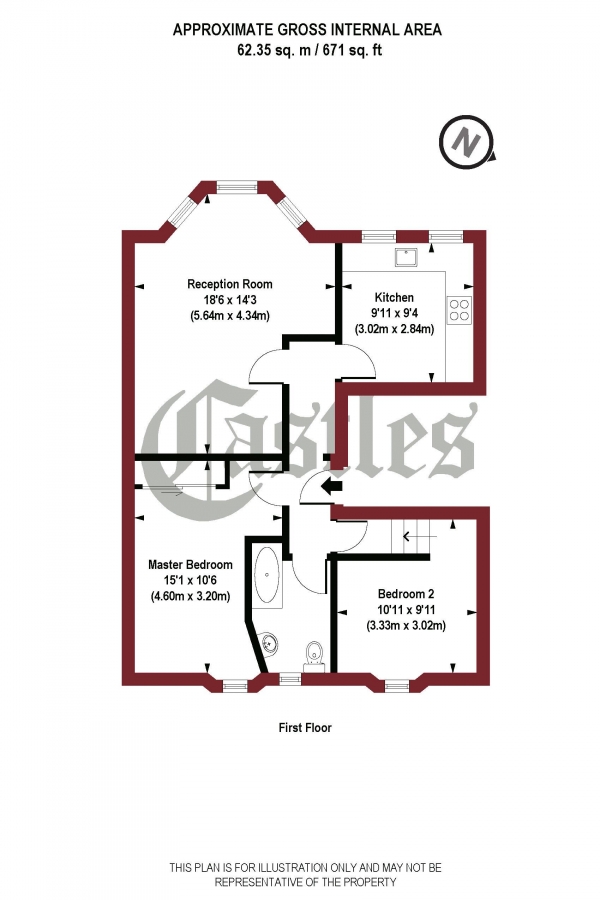 Floor Plan for 2 Bedroom Apartment for Sale in Albany Road, N4, N4, 4RJ -  &pound535,000