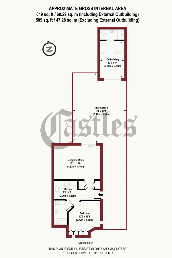 Floor Plan Image for 1 Bedroom Apartment for Sale in Christchurch Road, N8