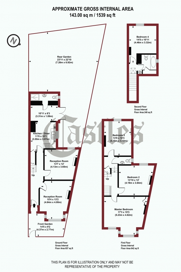 Floor Plan Image for 4 Bedroom Terraced House for Sale in Edison Road, N8