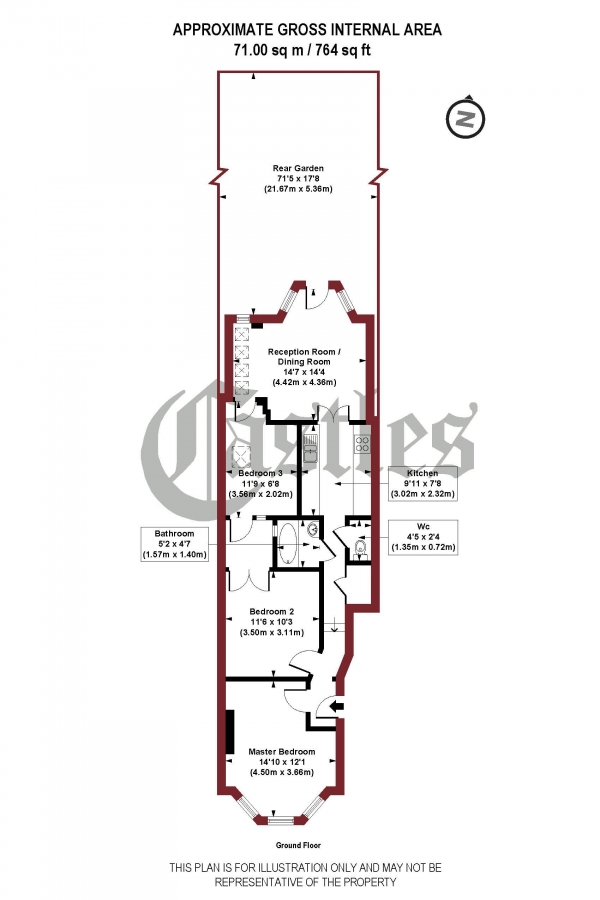 Floor Plan Image for 3 Bedroom Apartment for Sale in Allison Road, N8